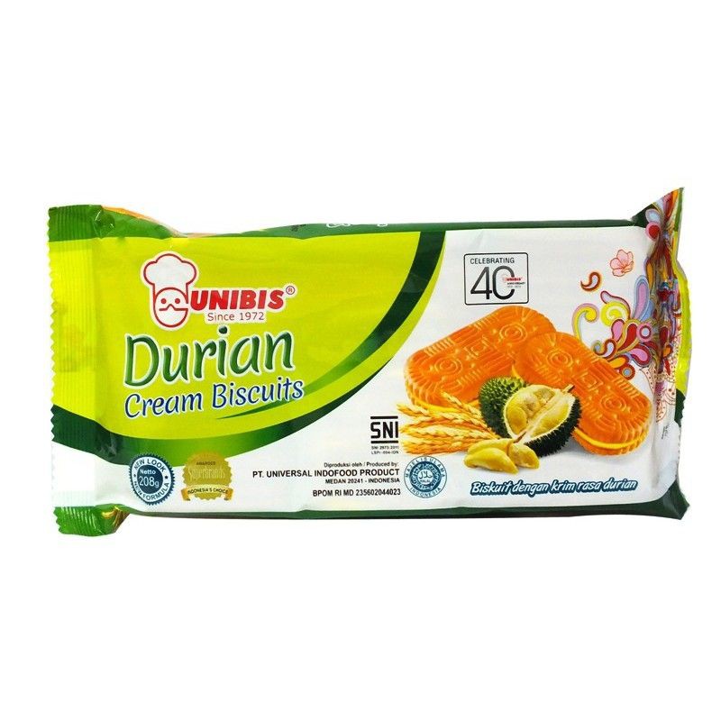 

UNIBIS DURIAN CREAM BISCUIT 220GR - biskuit krim durian