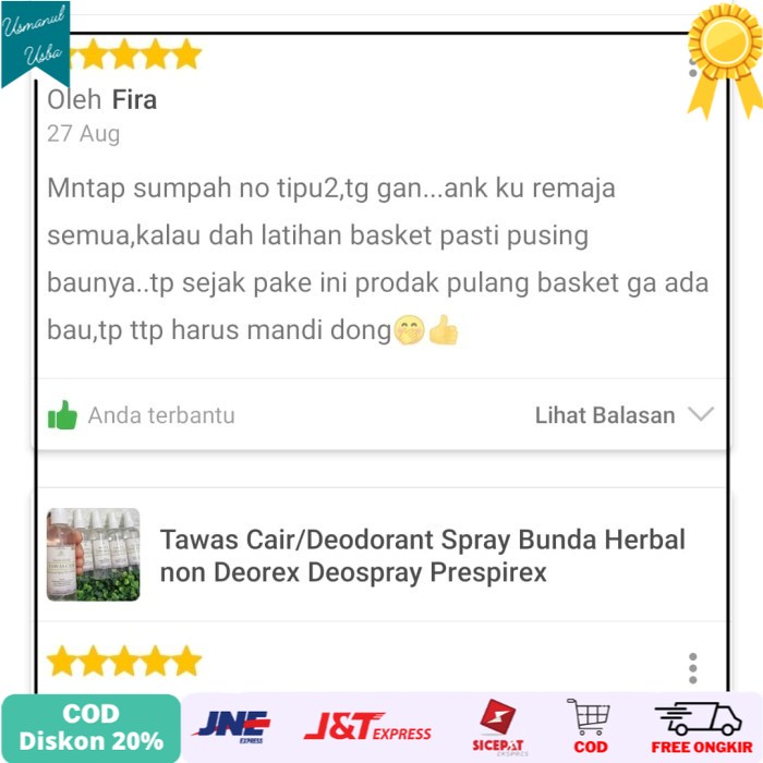 

◾COD◾ Refill Tawas Cair Bunda Herbal Non Deorex Deospray Prespirex 1.000 mL