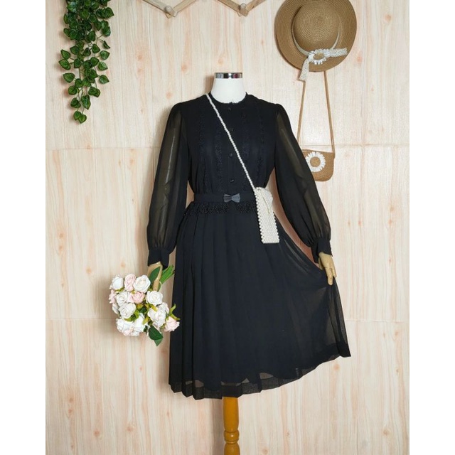 Dress Hitam Korean Vintage