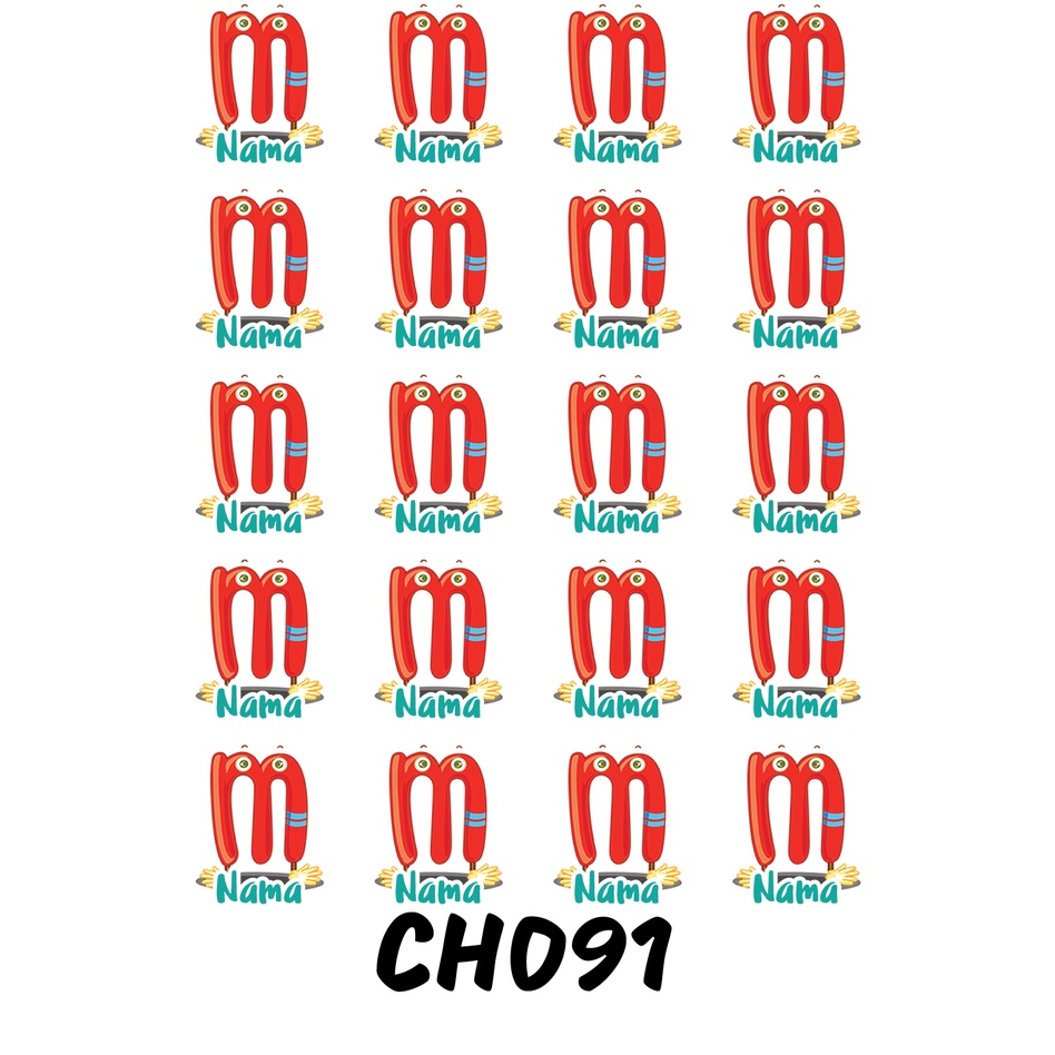 

Sticker Nama Cutting Label Waterproof Tahan Air Huruf 91 (CH091)