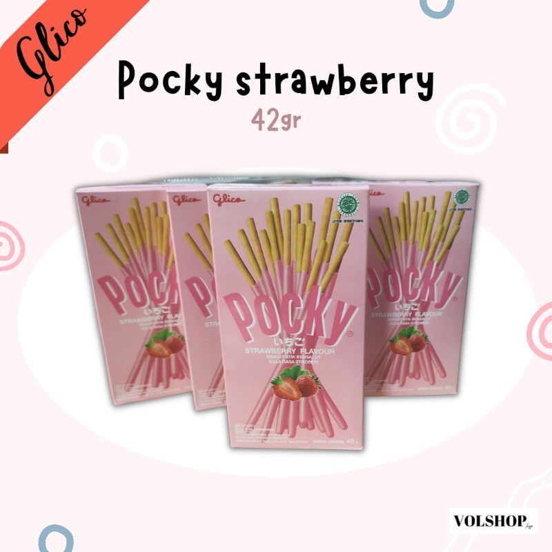 POCKY STRAWBERRY CHOCOLATE GLICO STICK RASA SNACK ULTAH CAMILAN 42gr