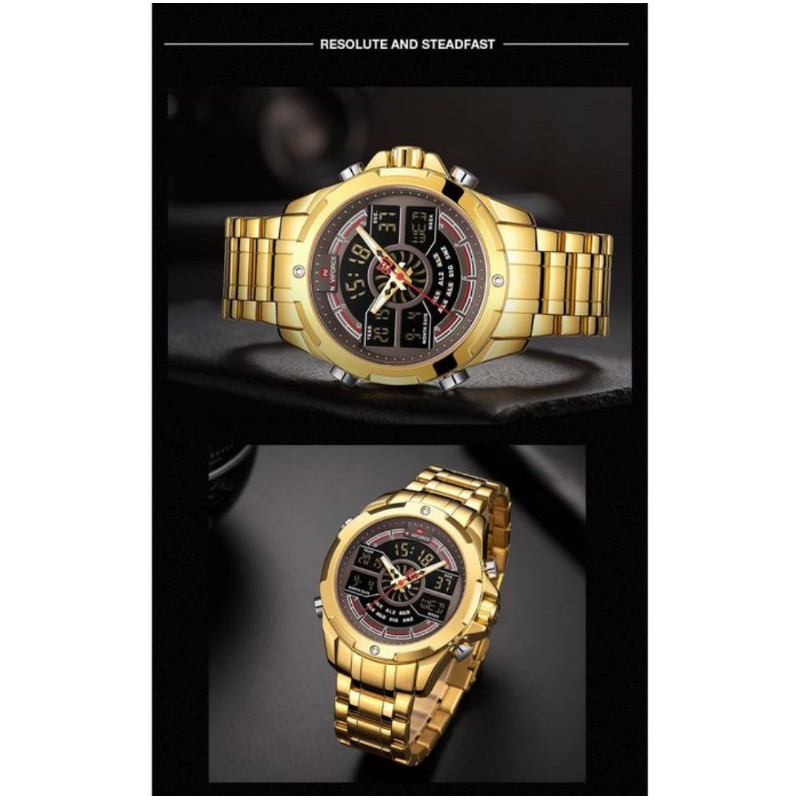 Jam Tangan Pria Naviforce Double Time Rantai Stainless NF9170 Original Garansi Mesin 1Tahun(Anti Air