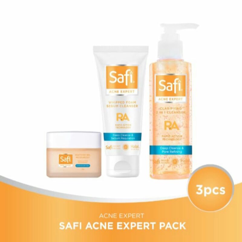 [GROSIR] safi acne expert paket isi 3 [AE  shooting cream 45g / AE CLRS 100G / AE 2 IN 1 150 ML ]