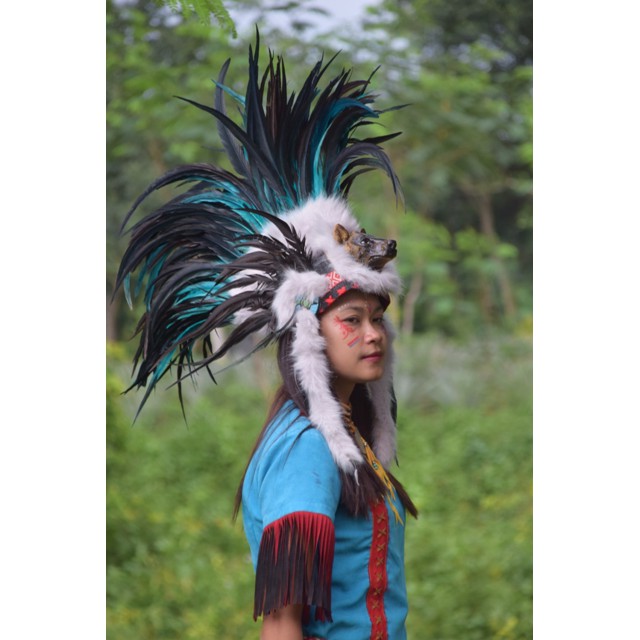 TOPI INDIAN - INDIAN HEADDRESS MOHAWK HIJAU