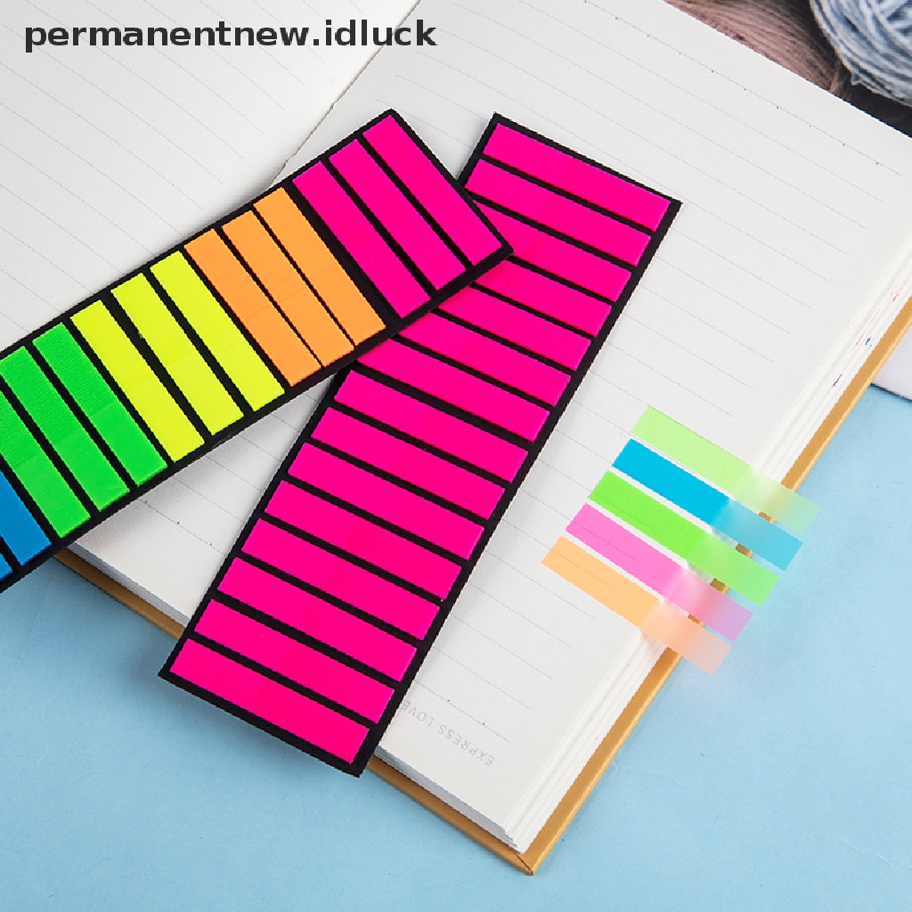 300pcs Stiker Sticky Note Transparan Fluorescent Untuk Stationery Anak Sekolah / Kantor