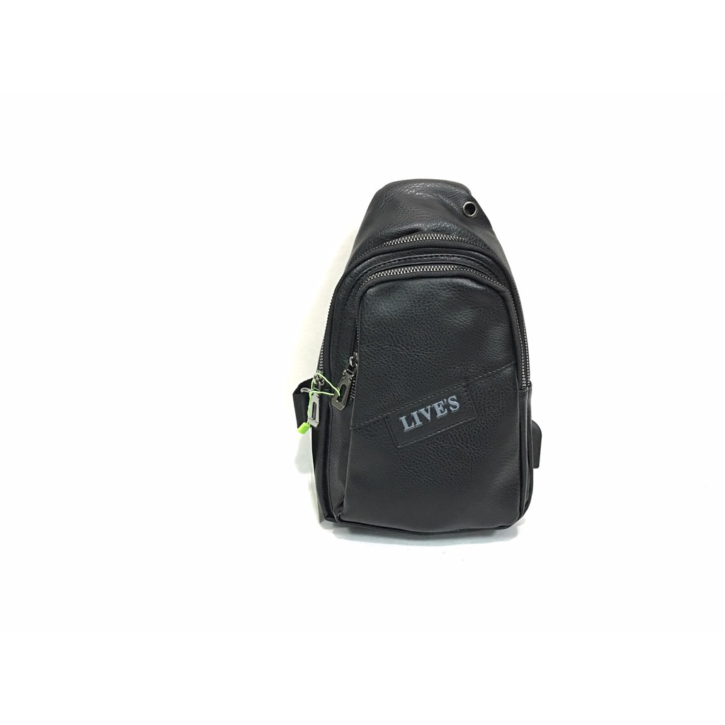 Tas Slempang Selempang Pria Laki Cowo Kulit Usb Charger Sling Travel Bag Impor Ori Asli PU