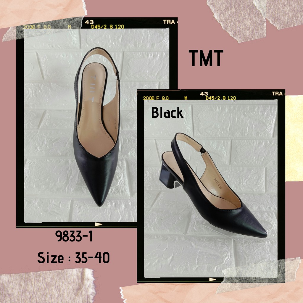 TMT (9833-1) - BLACK,PINK,GREEN - SEPATU HEELS WANITA