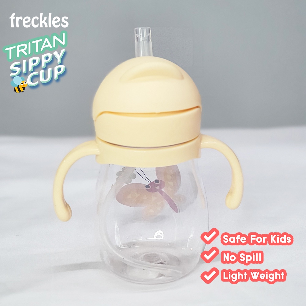 Freckles Water Bottle Tritan Sippy Cup Butterfly Yellow Botol Minum Anak 210ml