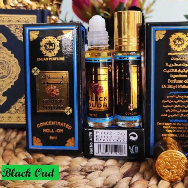 Parfum Arab Black Oud Roll on 6ml Non Alkohol Ori by Ahlan Perfume Makkah