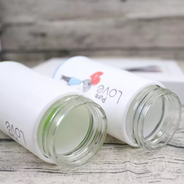 Botol Kaca Pure Love 350ML / Termos Kaca Love 350 mL / Tempat Minum My Bottle