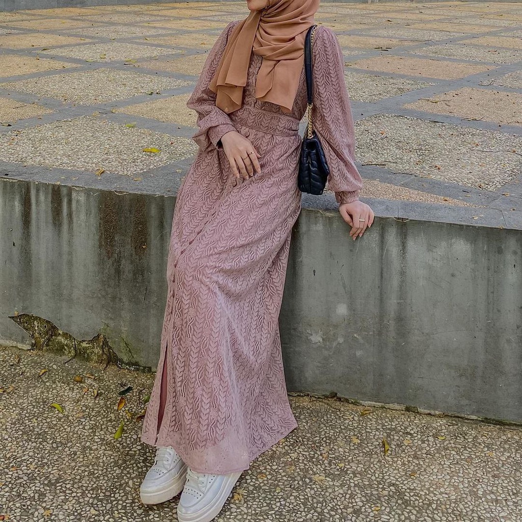 READY STOCK  TERLARIS Gamis Brukat Hanna Dress by Sharleen Official