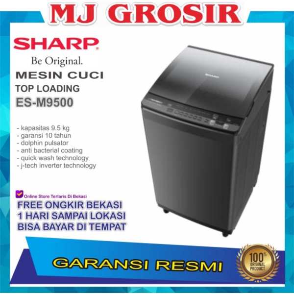 MESIN CUCI SHARP ESM 9500 9.5 KG 1 TABUNG ESM9500 TOP LOADING INVERTER Limited