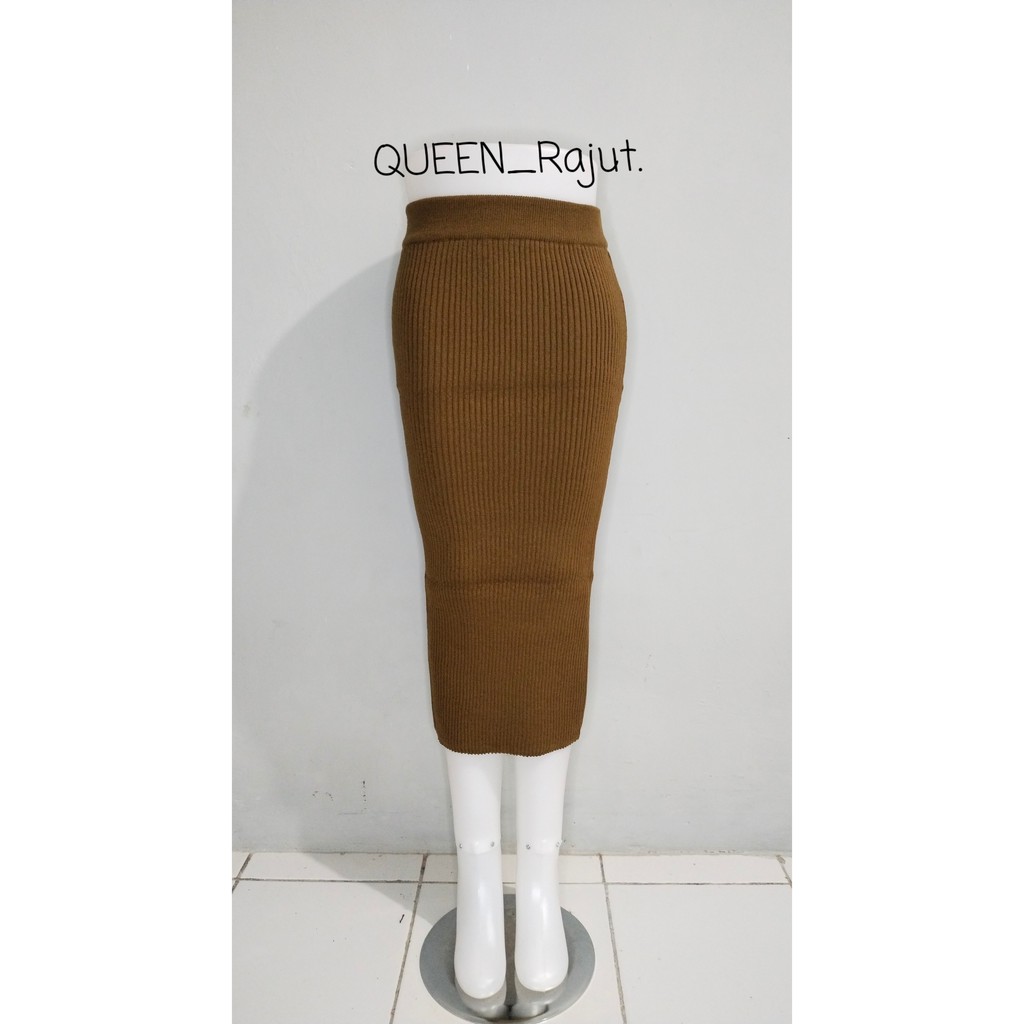ROK SPAN RAJUT/ROK SPAN KNITTED/ROK PANJANG DAN ROK 7/8 PREMIUM-BRONZE