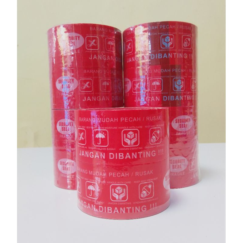 

Lakban fragile jangan di banting 48 mm x 60 yard warna merah