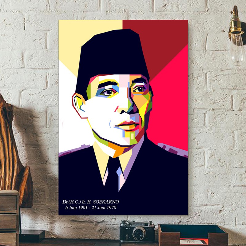 HIASAN DINDING POSTER MOTIVASI WALL DECOR DEKORASI KAMAR MOTIF PRESIDEN SOEKARNO