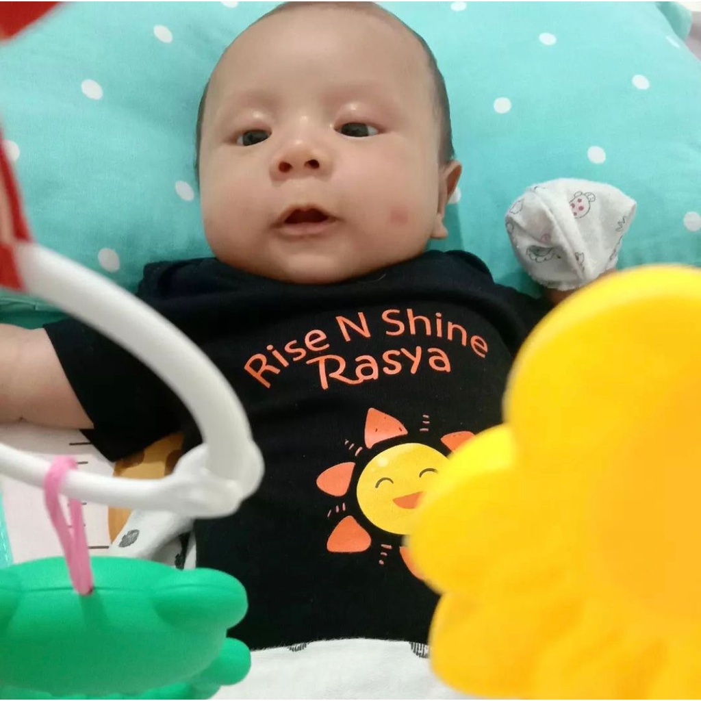 Baju Kaos Baby Custom Nama Teks Photo Bahan Combed Premium Proses Cepat Ukuran New Born 0 bulan - 9 bulan