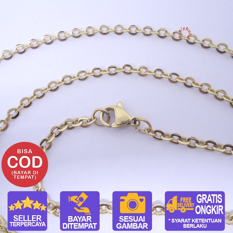 Lovelybutik Rantai Kalung Titanium Anti Karat Rantai Kalung Titanium Nori Ukuran 60 cm