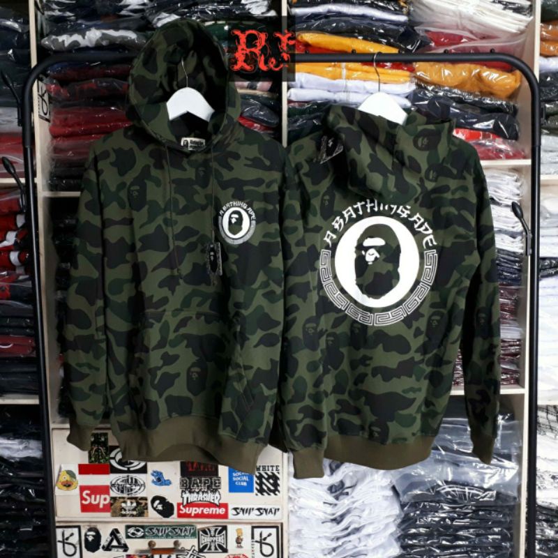 HOODIE A BATHING APPE CAMO ARMY LORENG SWEATER DISTRO UNISEX CEWEK COWOK MURAH BANDUNG