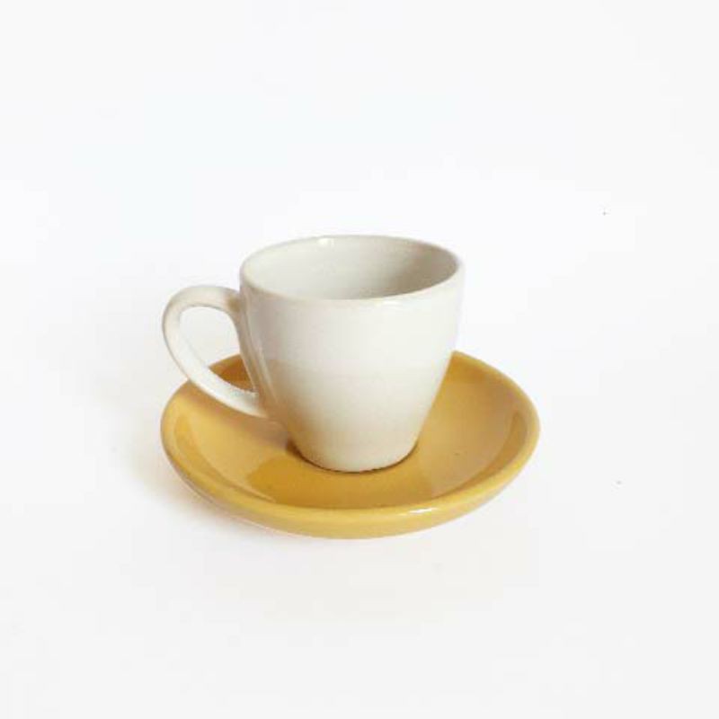 CS100Z Cangkir Putih Saucer Bulat Warna 100ml Kecil Mini Coffee Cup