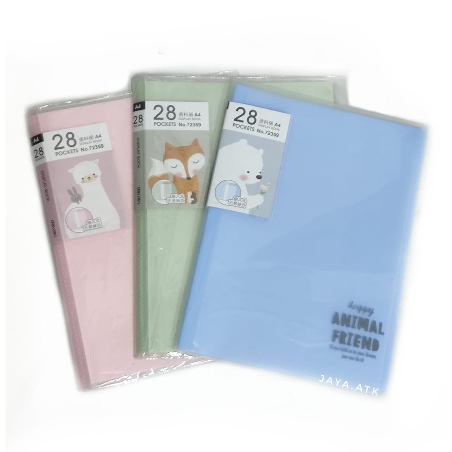 MAP PLASTIK DOKUMEN CLEAR HOLDER A4 28 LBR DELI 72359 LUCU WARNA DISPLAY BOOK