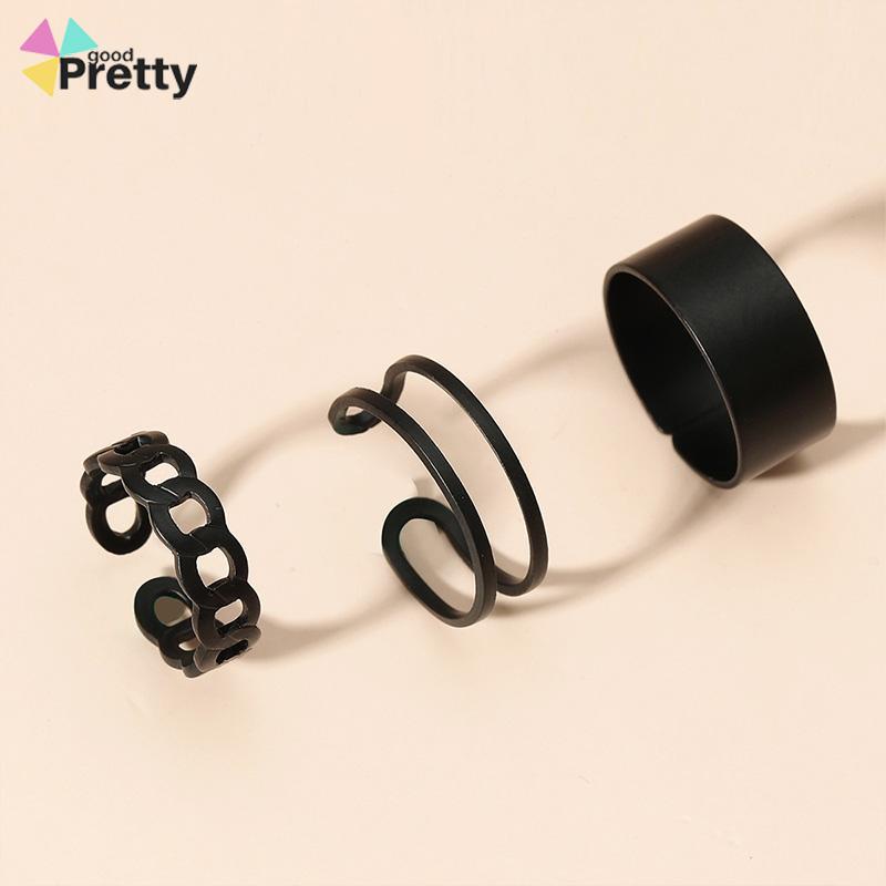 3pcs / Set Cincin Jari Knuckle Gaya Vintage Punk Hip-Hop Korea Untuk Pria Dan Wanita - PD