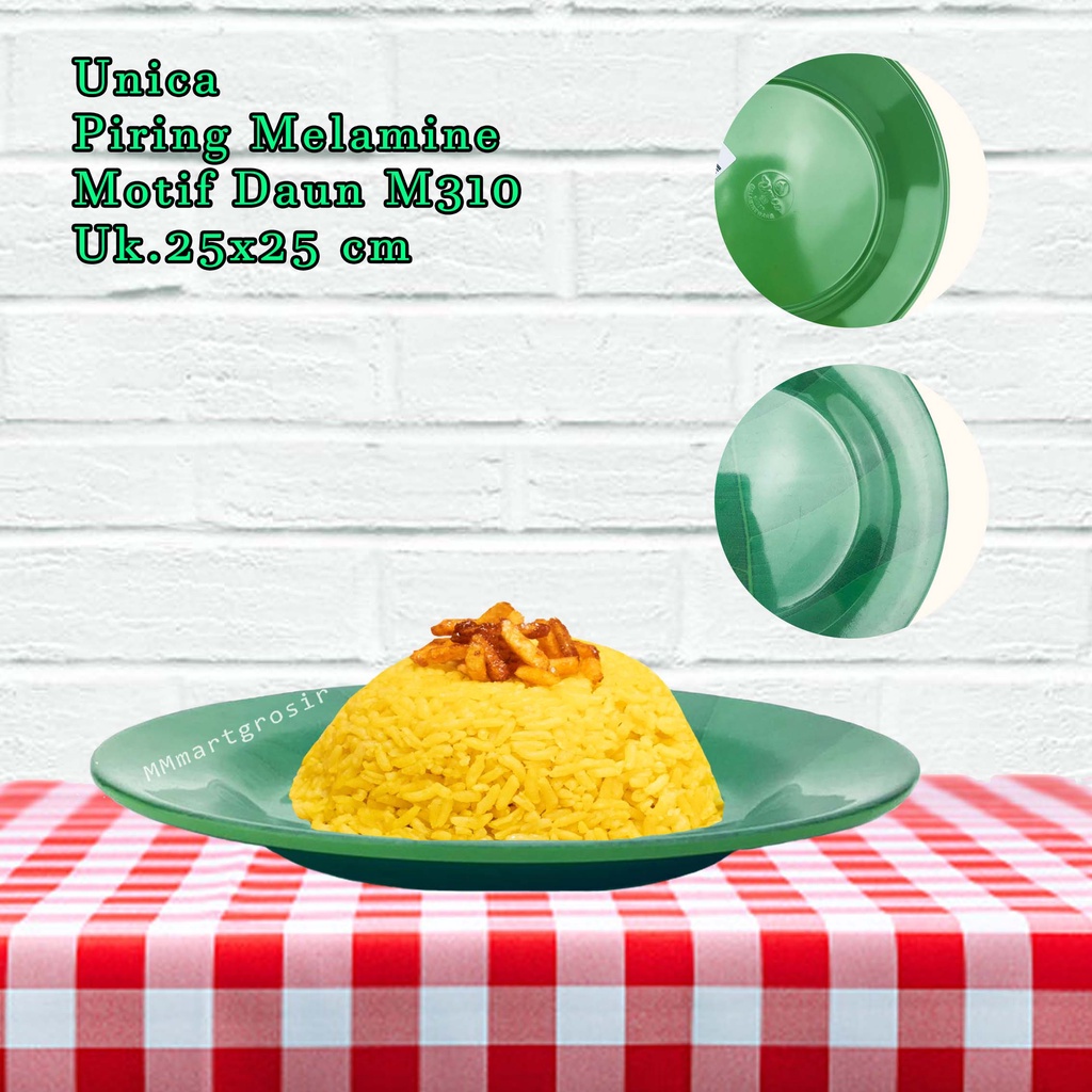 Unica / Piring Melamine / Melamine ware / Piring Ceper / Motif daun / M310 / Uk.25x25 cm