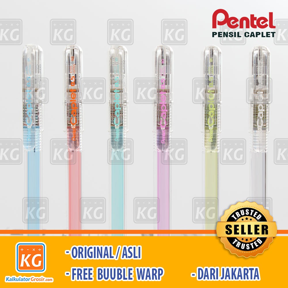 Pensil Caplet Pentel / Pensil Mekanik A105 0.5 Original / Asli Transparan Pensil Pentel