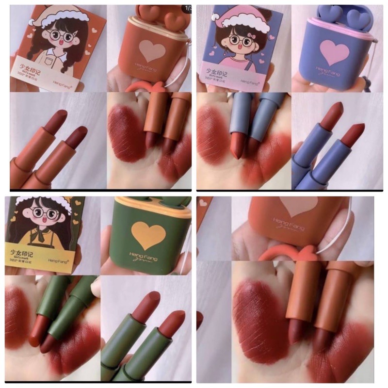 [ PER SET ISI 2PCS ] HENGFANG GIRL MARK LIPSTICK ISI 2PCS