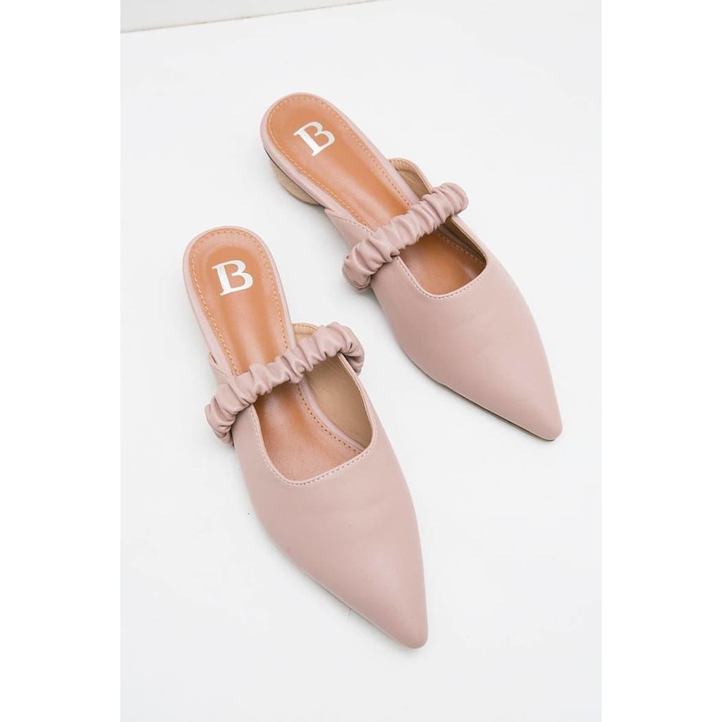 Berrybenka Sepatu Mules Shoes Wanita Yooca Febitha Mary Jane Mules - Merah Muda, 36 Berkualitas