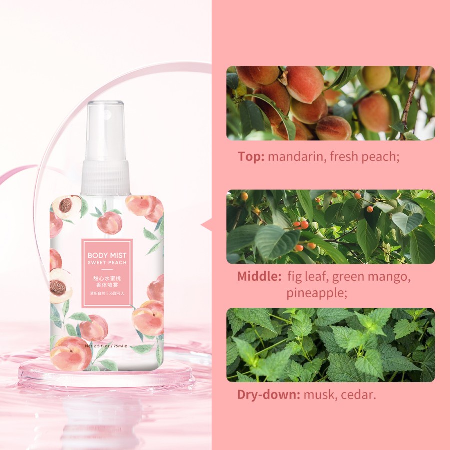 MINISO Parfum Wanita Fragrance Body Mist English Pear/Sweet Peach 75mL - Sweet Peach