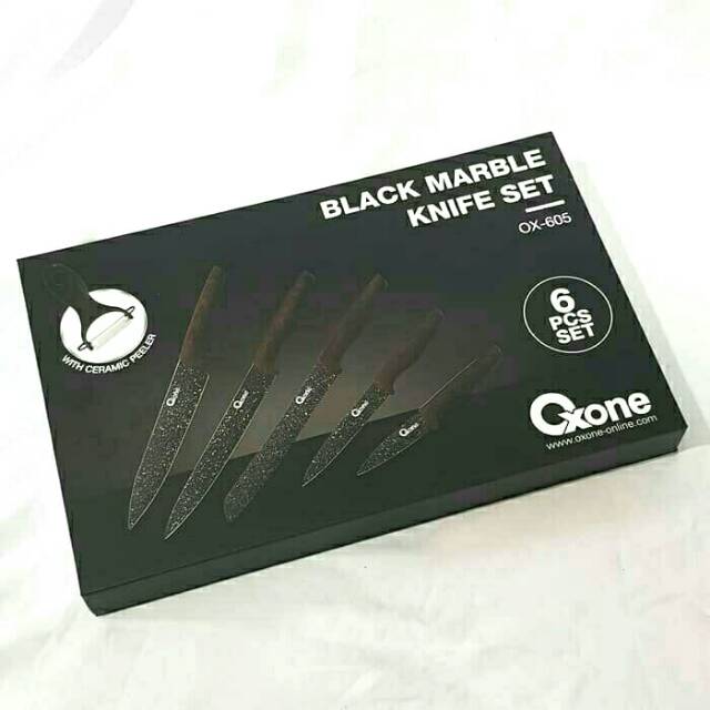 Pisau Set Dapur OX605 Oxone Black Marble Knife Set OX 605 Peeler