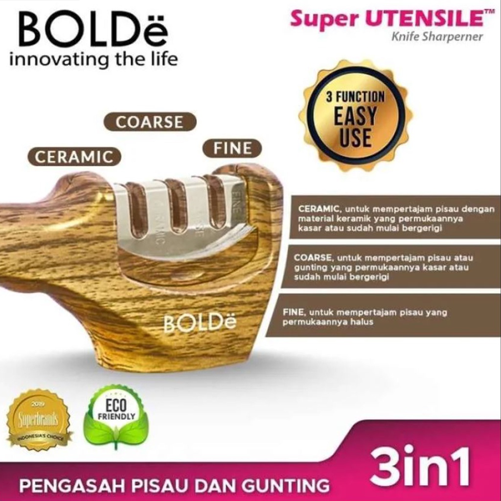 BOLDE KNIFE SHARPENER / PENGASAH PISAU GUNTING SUPER UTENSILE 3 IN 1 ALAT MEMPERTAJAM / ASAHAN / PENAJAM PISAU KERAMIK