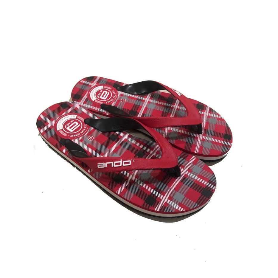 Sandal Jepit Pria / Sendal Ando Burberry Merah / Hitam