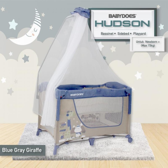 Baby Box Tidur Bayi Does Babydoes Hudson 3-in-1 Side Bed /Buka Samping - Blue Beige Terlaris