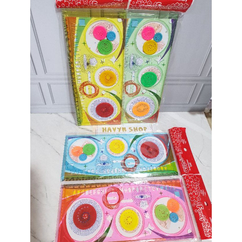 garisan rotary bunga/pattern ruler design/spirograph geometrik ruler/penggaris rotari-1