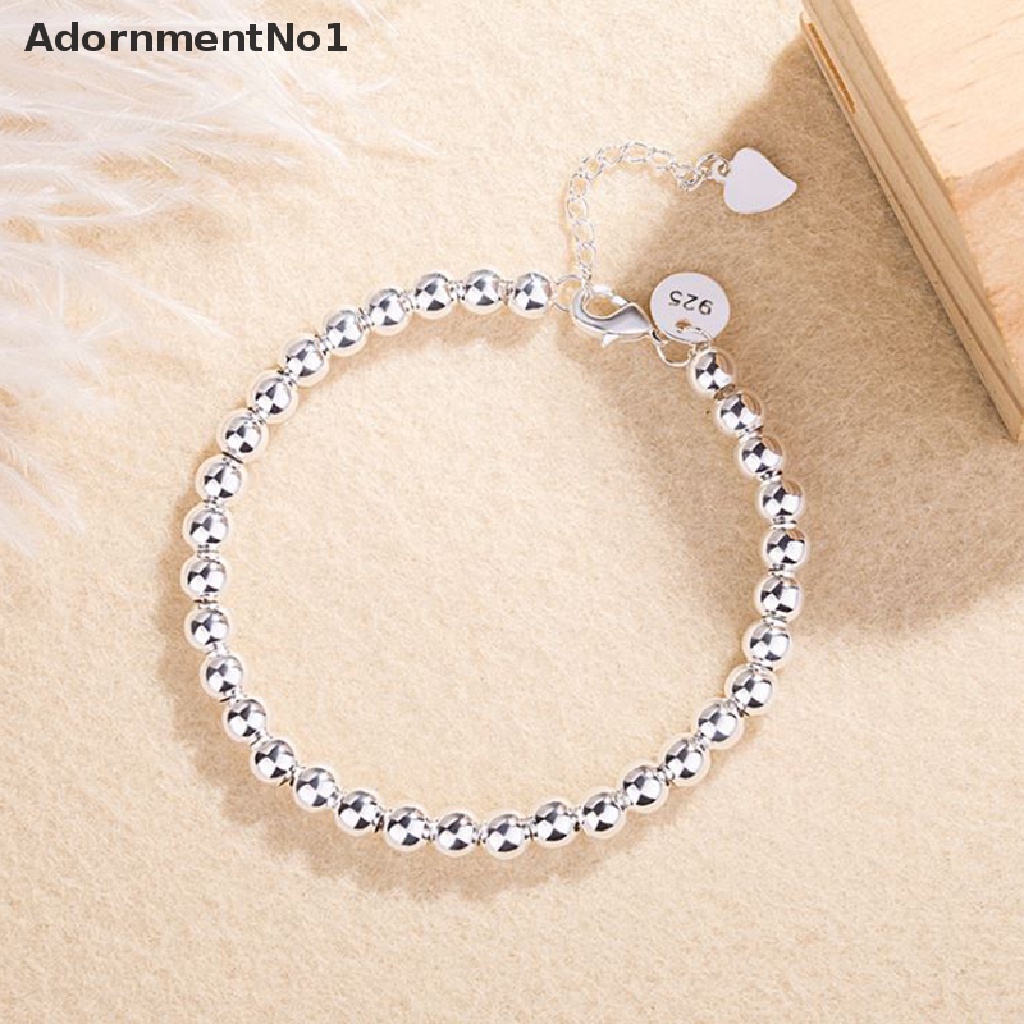 (AdornmentNo1) Gelang Tangan Manik-Manik Bulat Warna Silver Untuk Wanita