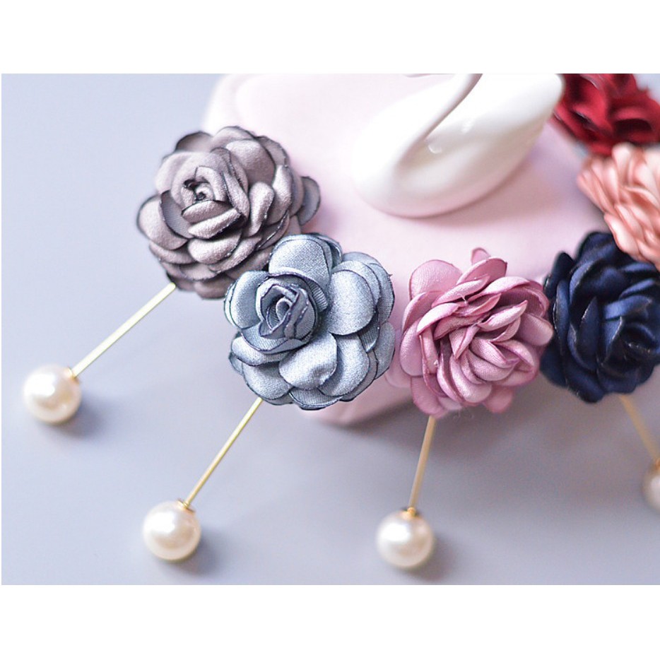 Grosir - F522 Pin Tusuk Mutiara Double Korea / Bros Pearl Pin Brooch /Peniti Jilbab Jarum Pentul Pin