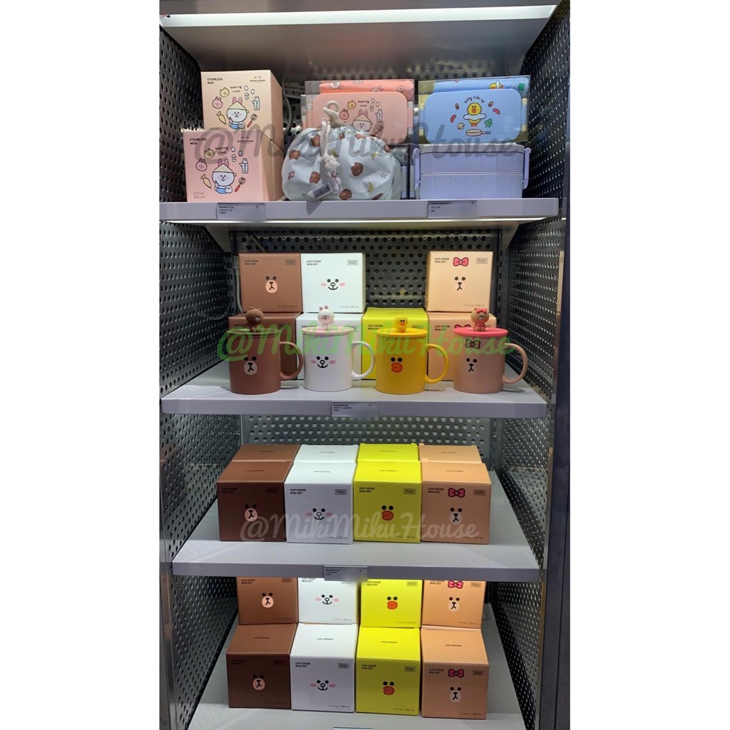 OFFICIAL LINE FRIENDS CUP FIGURE MUG SET TUMBLER BOTOL MINUM MUG BROWN CHOCO SALLY CONY