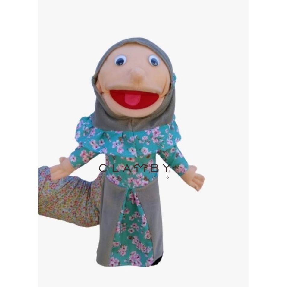 Promo!! Boneka Muppet Santri Baju Bunga Abu | Boneka Muslimah