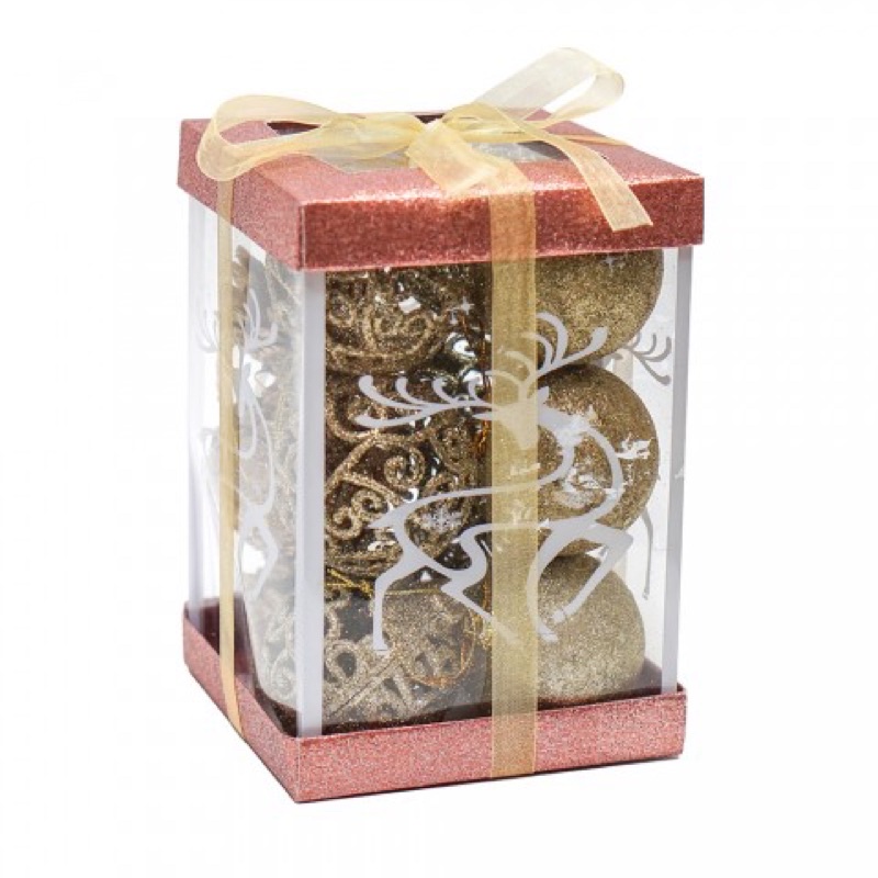 

Hiasan Pohon Natal Gift Set Pita 6cm isi 12