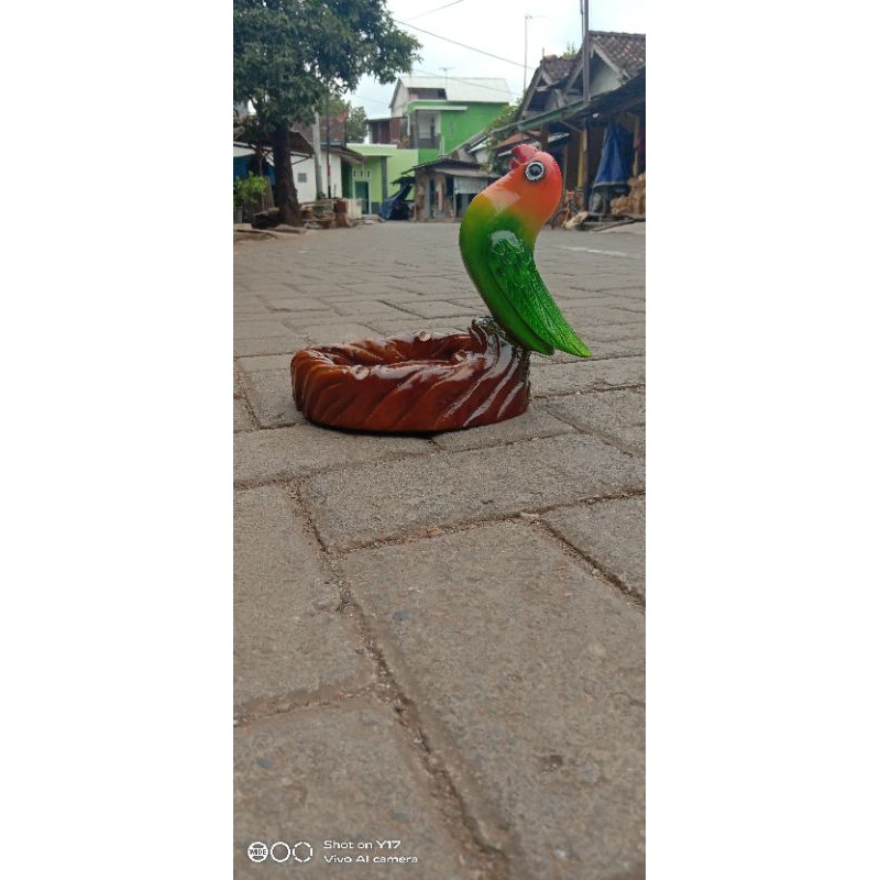 asbak kayu burung love bird