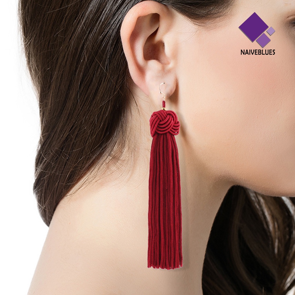 Anting Kait Model Rumbai Panjang Gaya Bohemian Untuk Wanita