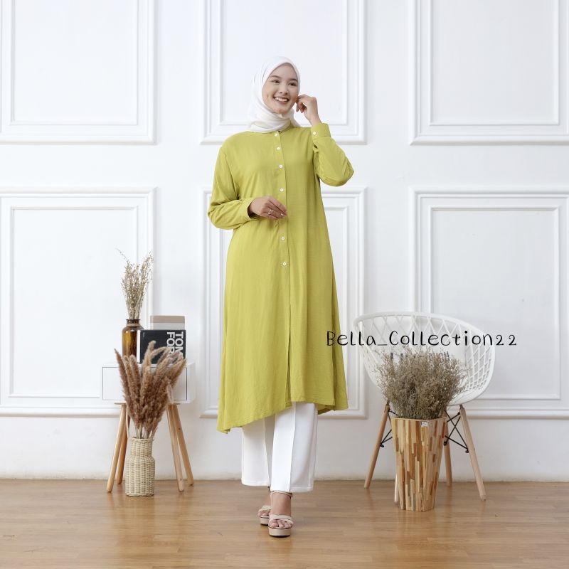 TUNIC,TUNIK LONG TUNIC, Alika LONG TUNIC, Tunik Rayon Crinkle , Alika long tunik panjang polos CRINKLE PREMIUM by @BELLA_COLLECTION TUNIK HIJAB terbaru KEKINIAN