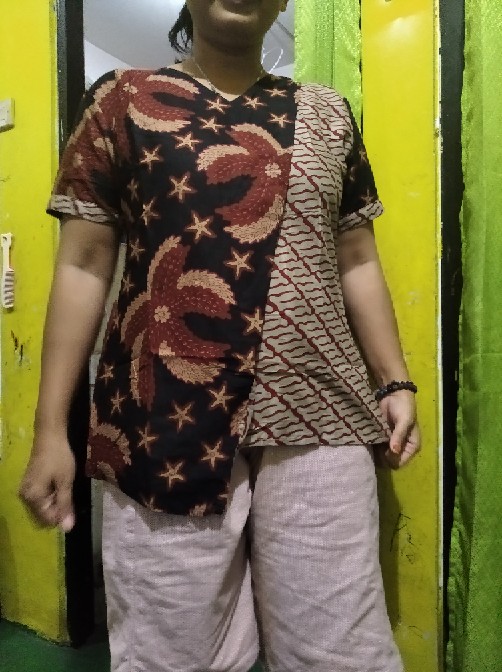 Tey-17 Batik Wanita Asj Sa Hrb026 Kenongo Kemeja Tosca Pendek