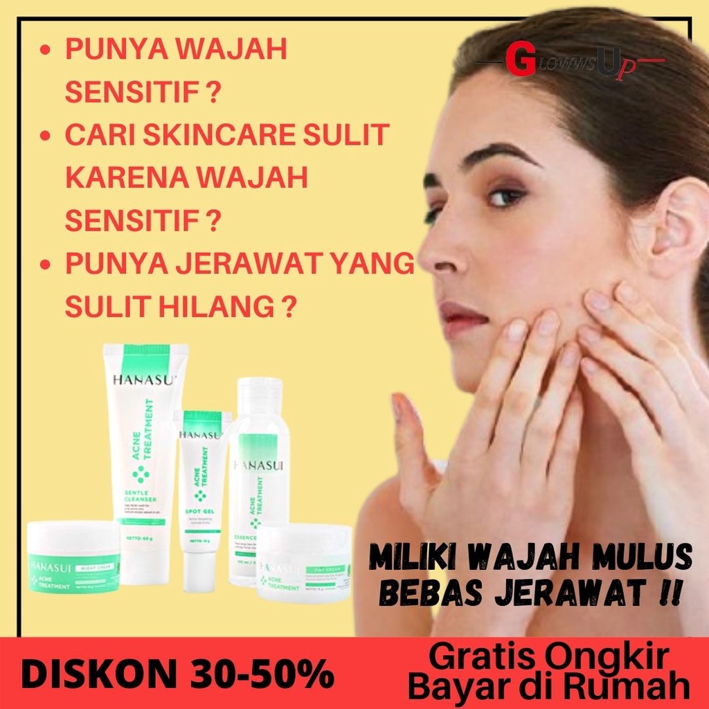 PENGHILANG JERAWAT HANASUI ACNE TREATMENT PAKET 5IN1 ORIGINAL BPOM CREAM ACNE HANASUI CREAM BEKAS JERAWAT KRIM JERAWAT SKINCARE ACNE PERAWATAN JERAWAT