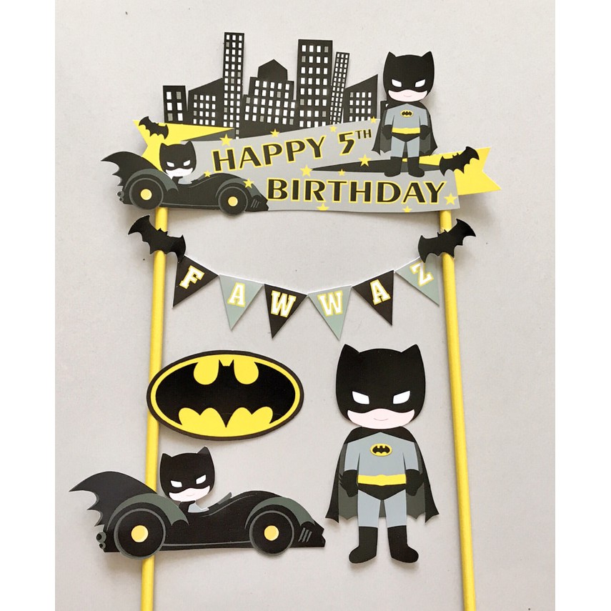 Topper Kue Tart atau Ice Cream Batman Flag