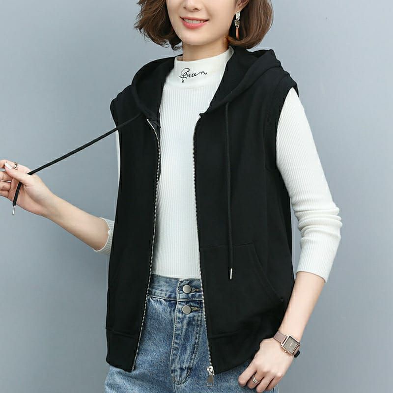 Jaket Rompi hoodie wanita vest distro