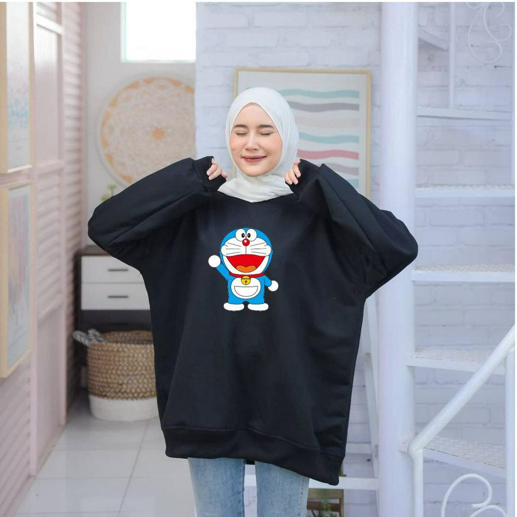 Sweater Crewneck Pria Dan Wanita Model Doraemon