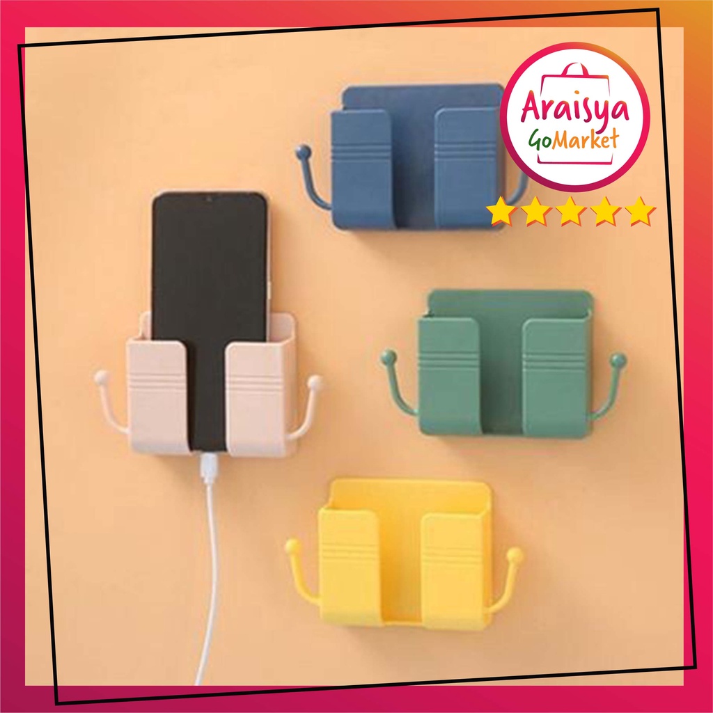 Holder HP Dan Gantungan Tempel Dinding Tanpa Paku Tempat HP Ada lubang Charger / Stand Holder HP Rem