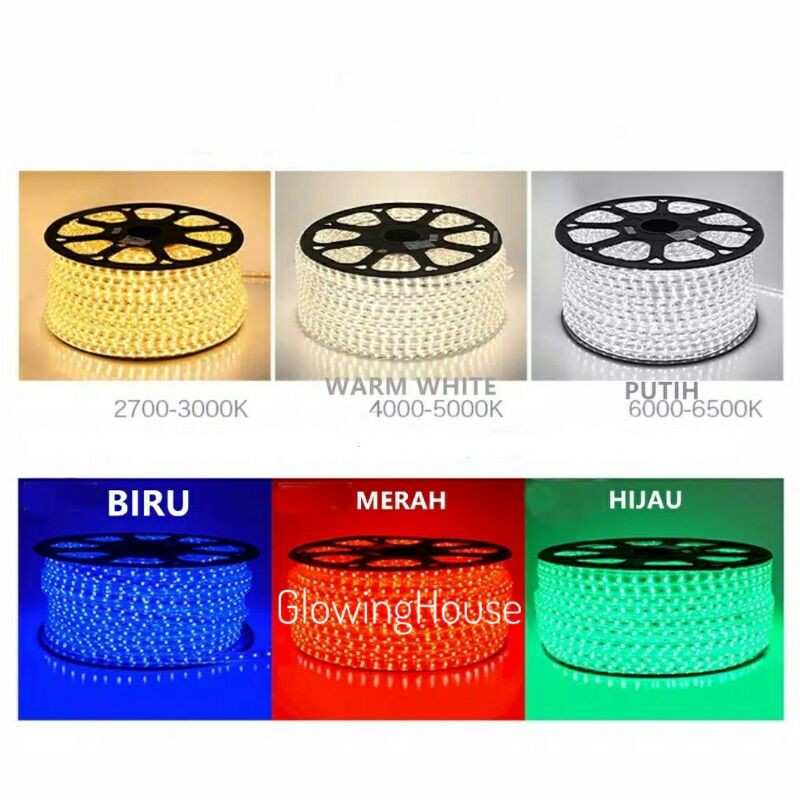 Lampu selang led strip 220 volt paket 15 meter